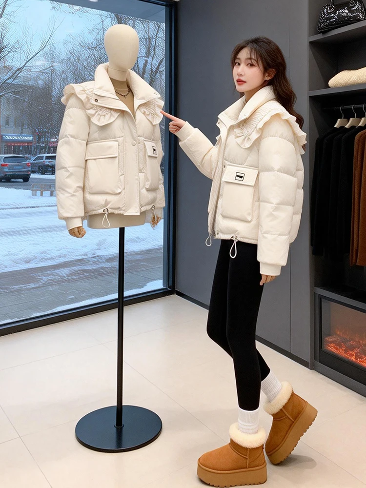 

Thiened down Cotton Jaet Women's Sle 2026 Winter New Faion ort Bread Sle Warm Cotton Outerwear Coat