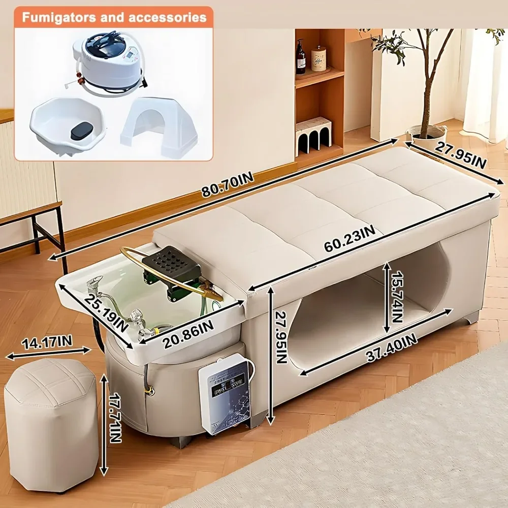 Massage Shampoo Bed Head Spa Equipment with Storage Space, Shampoo Bed Includes Textured Design,Massage Table for Beauty Salon