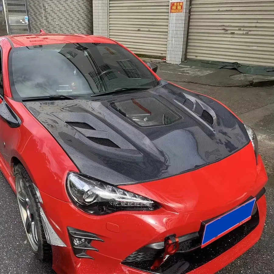 

For Toyota GT86 Subaru BRZ 2012-2018 Carbon Fiber Hood Engine Cover Hood Car Headliner Hood Cutout Cooling Front Cover