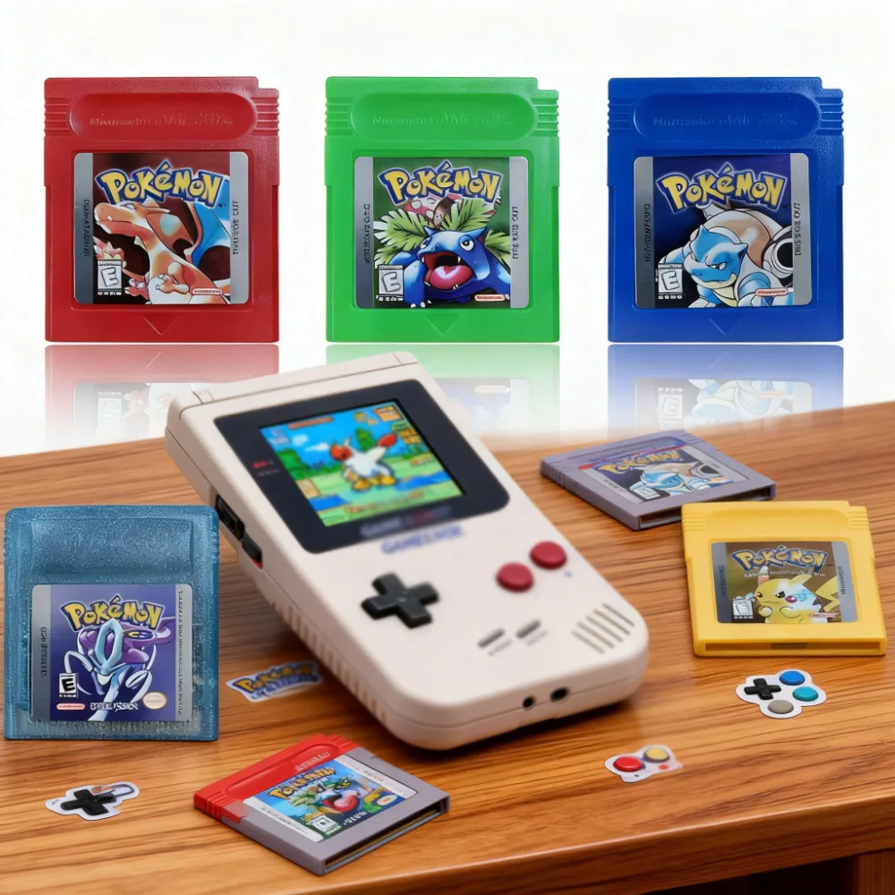 16 Bit Video Game Console Cartridge GBC Game Card Pokemon Series Blue Crystal Golden Green Red Silver Yellow USA Version