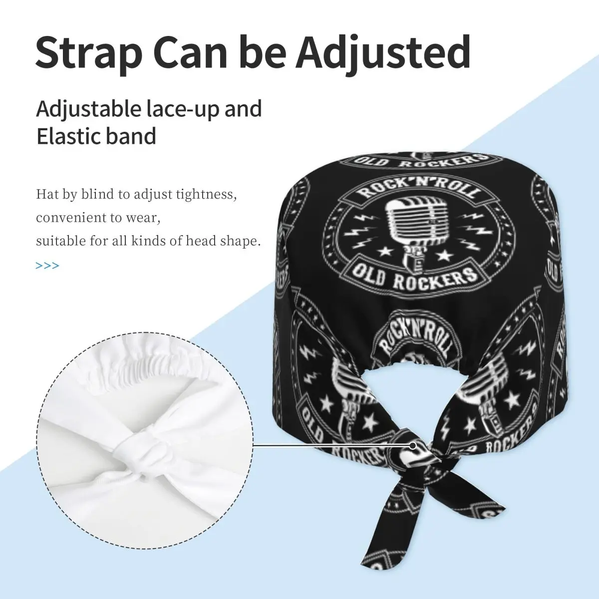 Microfoon Rock And Roll Rockabilly Scrub Hat Doctor Werkende Chirurgische Cap Unisex Verstelbare Verpleging Caps voor Tandarts