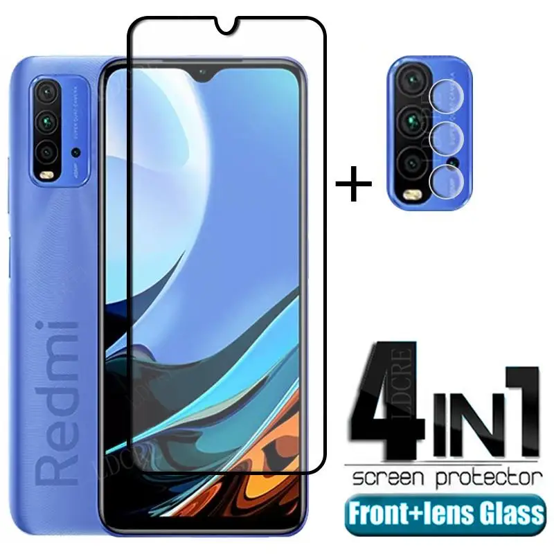 Capa de vidro completa para xiaomi redmi 9t vidro para redmi 9t filme de vidro temperado cola completa protetor de tela para redmi 9t lente de vidro