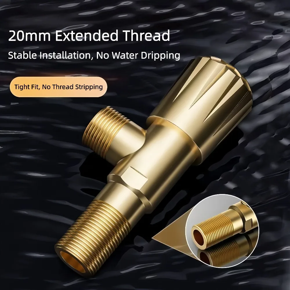 Solid Brass Angle  High Flow Ceramic Cartridge Anti Burst Water Shut Off Valve for Toilet Water Heater Hot Cold Water Washbasin