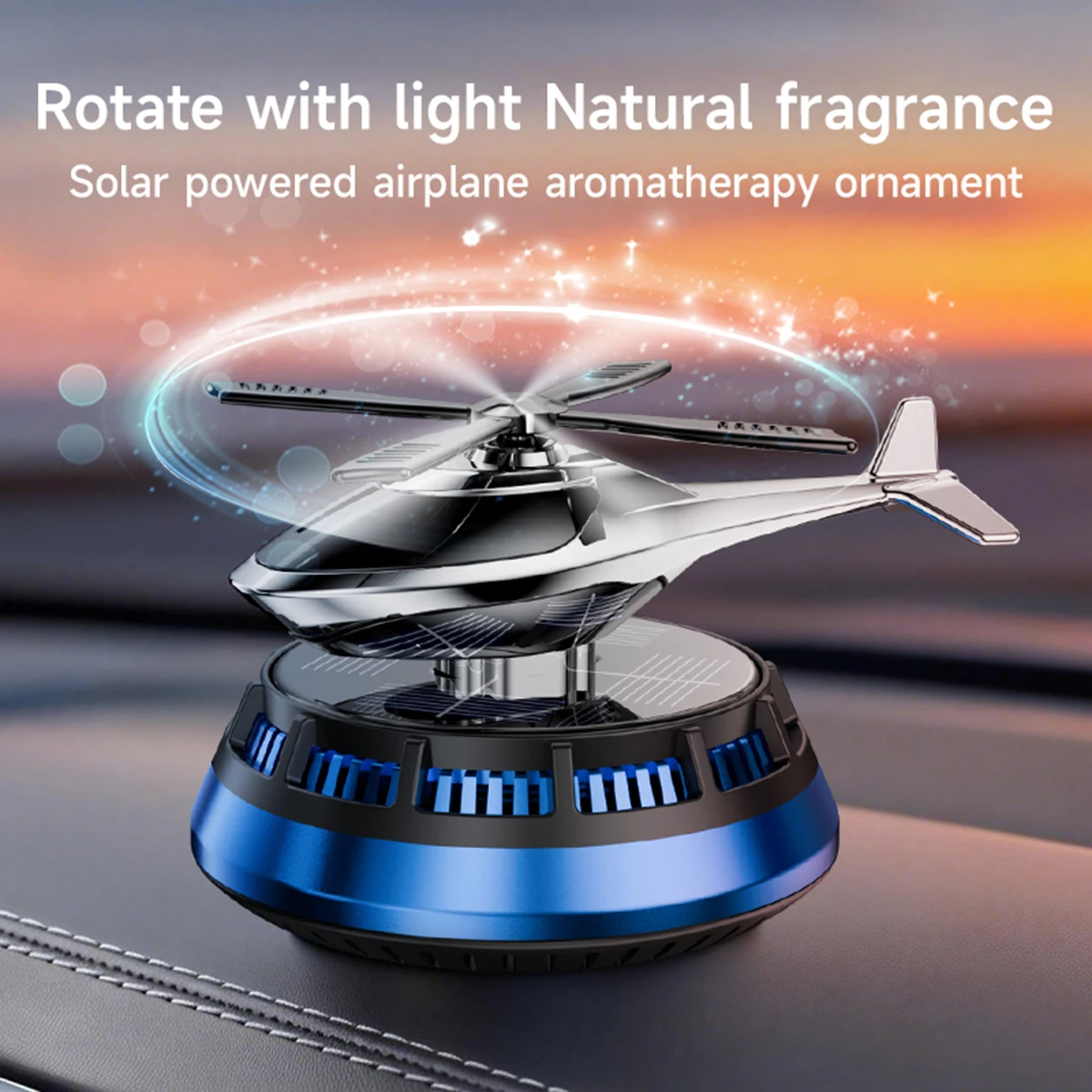 Solar Powered Rotation Helicopter Solar Aromatherapy Car Air Freshener Fragrance Car Decor Interior Auto Aroma Diffuser