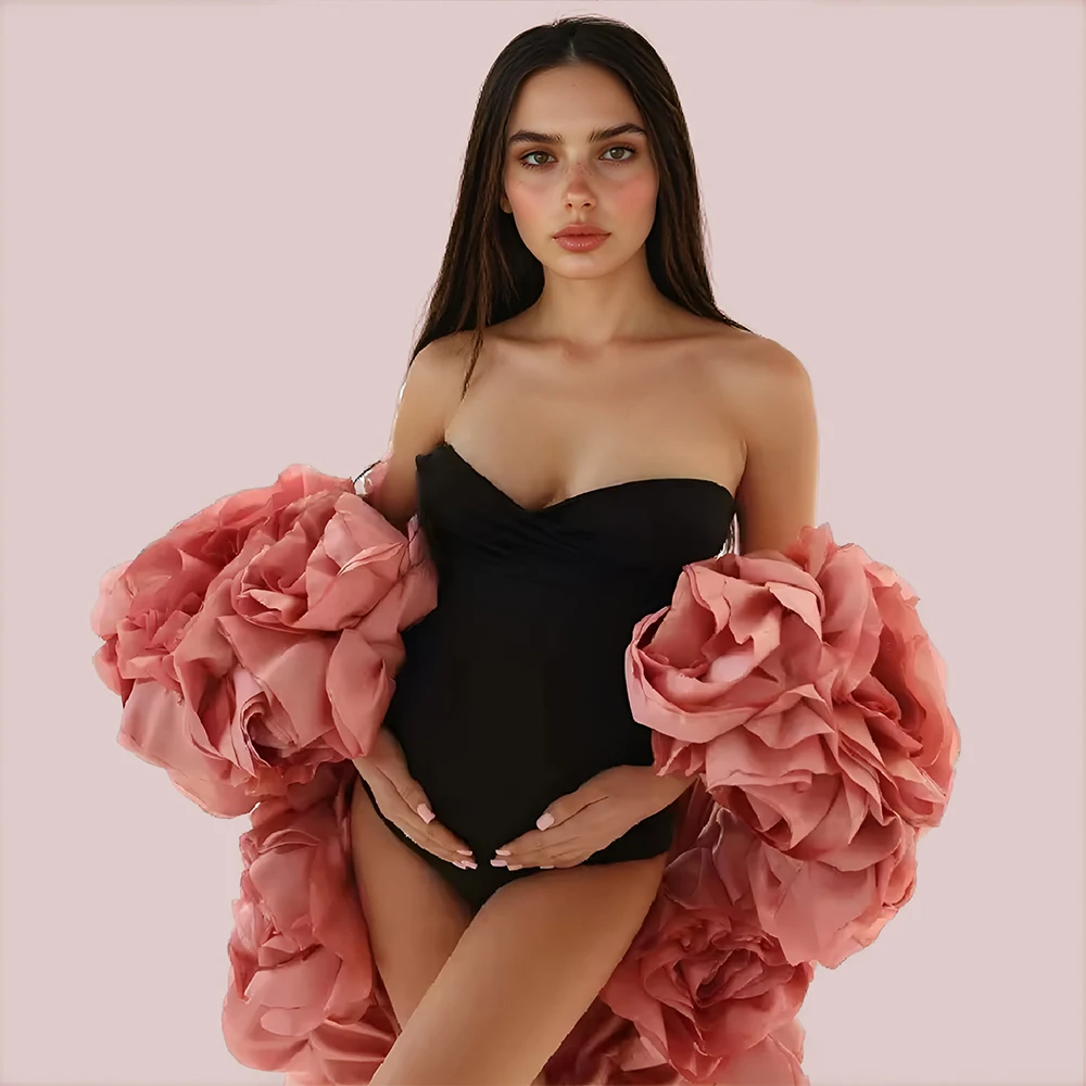 2025 Handmade 3D Rose Flower Maternity Photoshoot Cape Floral Bridal Wedding Cloak Custom Color Bridal Shawl Cover Up YEWEN