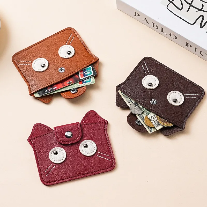 Lightweight Vintage Cats Print PU Card Wallet With Expandable Capacity For Credit Cards Money coin holder case purse