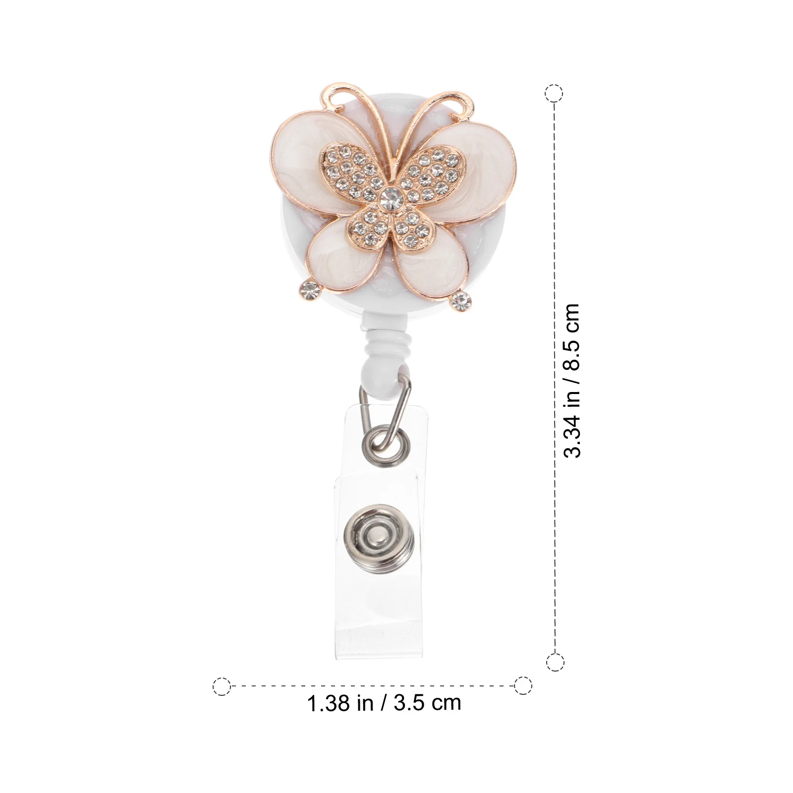 1Pcs Rhinestone Id Badge Holder Butterflies Design Clip for Shirt Pocket Collar Belt Nurse Office Work Student Id Cards