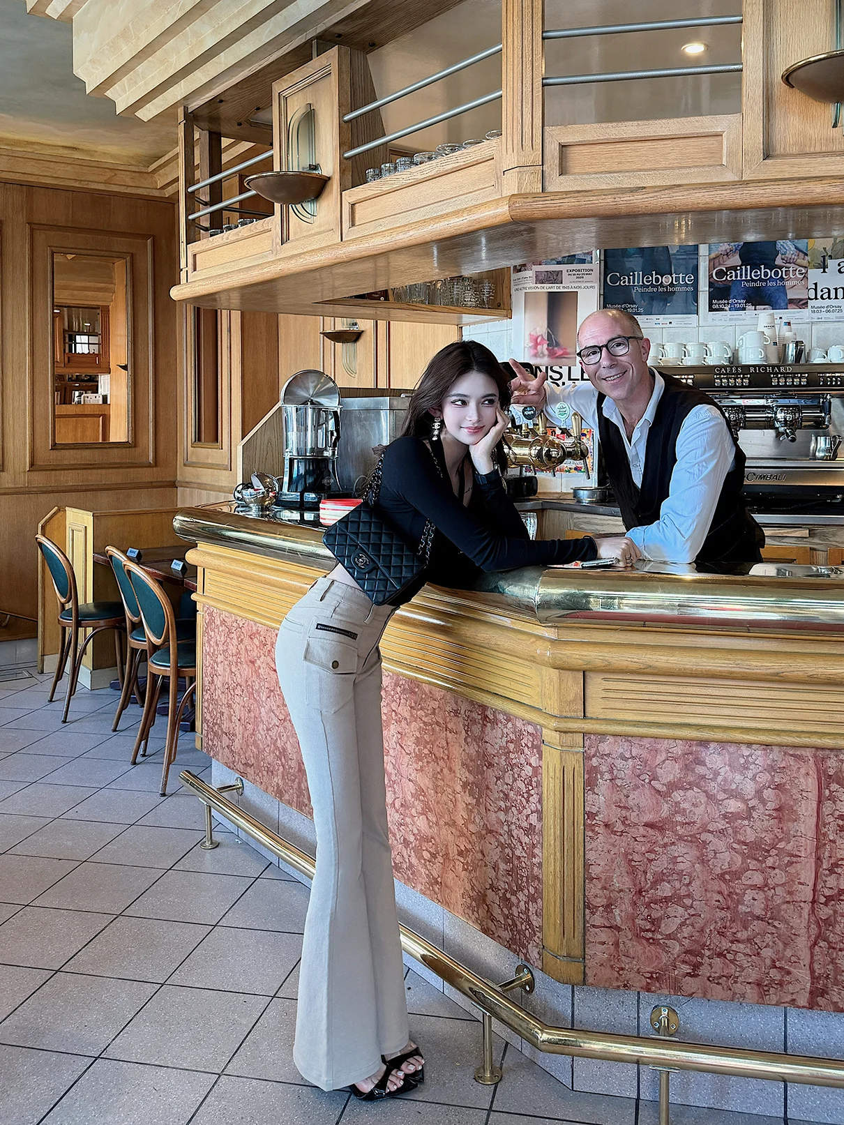 

Комплект: брюки-карго с круглым вырезом и деталями декора, повседневные брюки-клеш, рабочая одежда, комплект с длинными рукавами и круглым вырезом