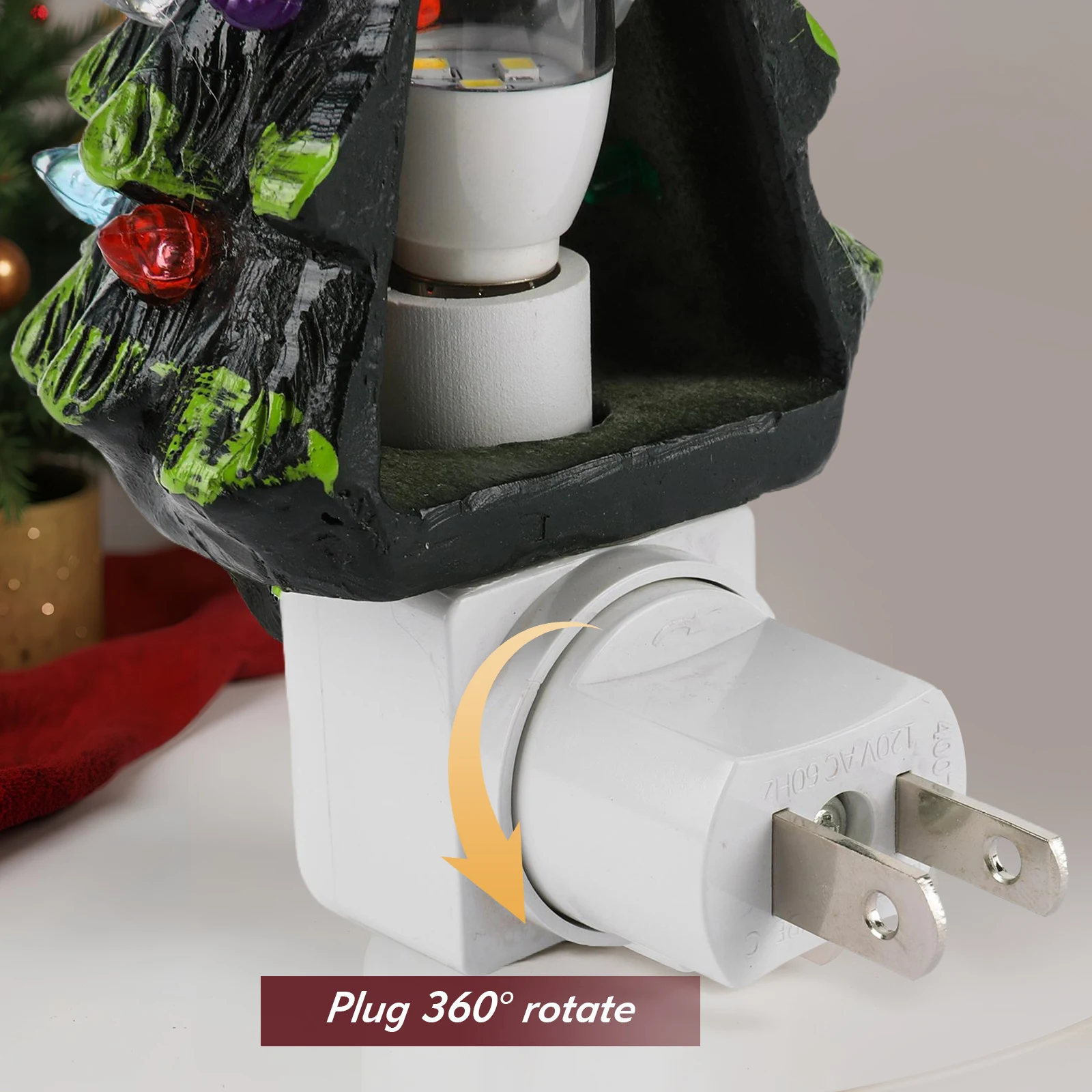 شجرة عيد الميلاد الراتنج أضواء ليلية شجرة عيد الميلاد الزخرفية ضوء الليل مع لام 360 درجة قابس دوار مع مفتاح تشغيل/إيقاف للمنزل #6