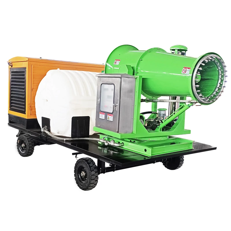 المقطورة عبارة عن آلة مدفع الضباب المجهزة بـ 20 طنًا من خزانات المياه والمولدات آلة رش أوتوماتيكية