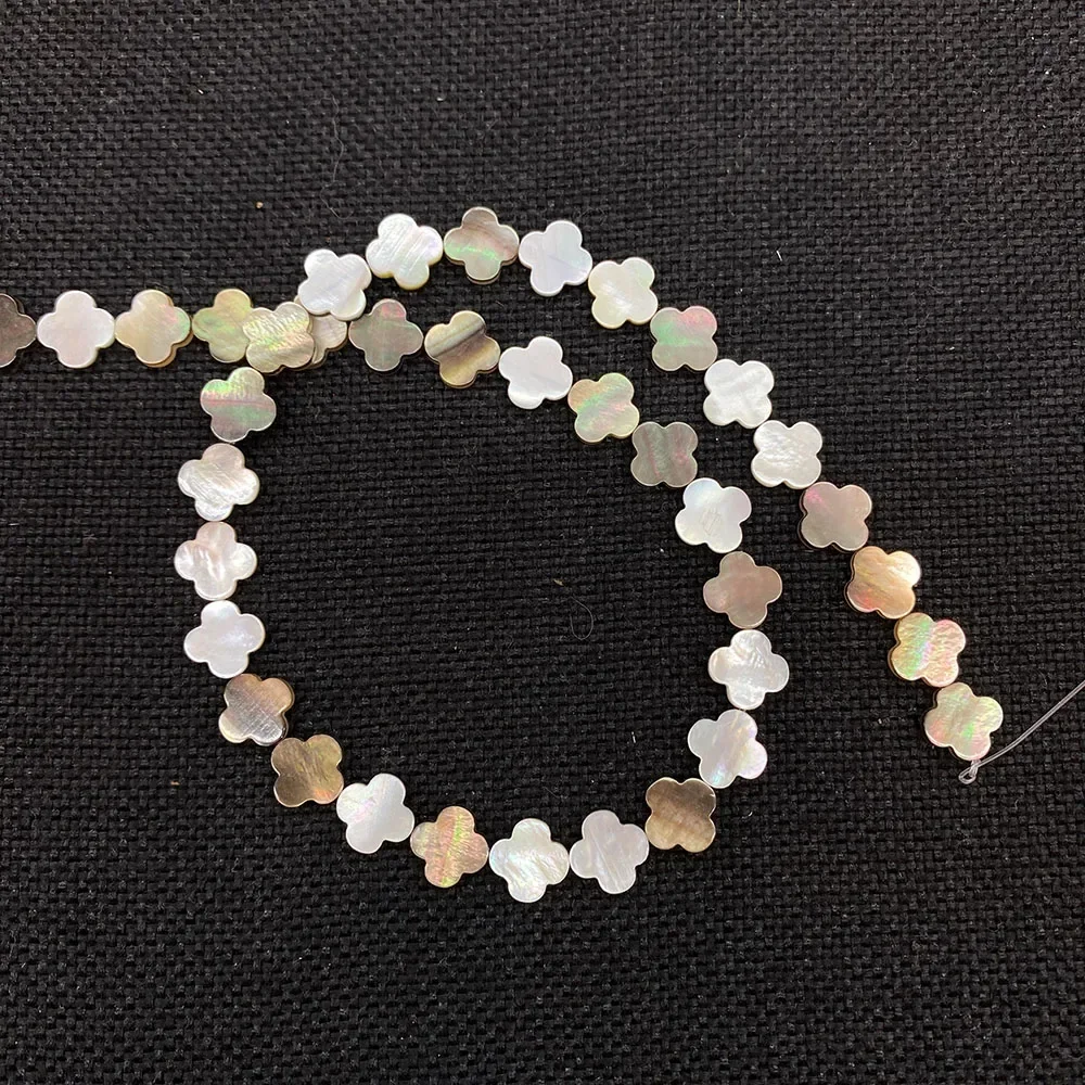 High Quality Natural Shell Loose Beads Strand Black Color Flower Shape Clover DIY for Making Bracelets Earrings Necklace