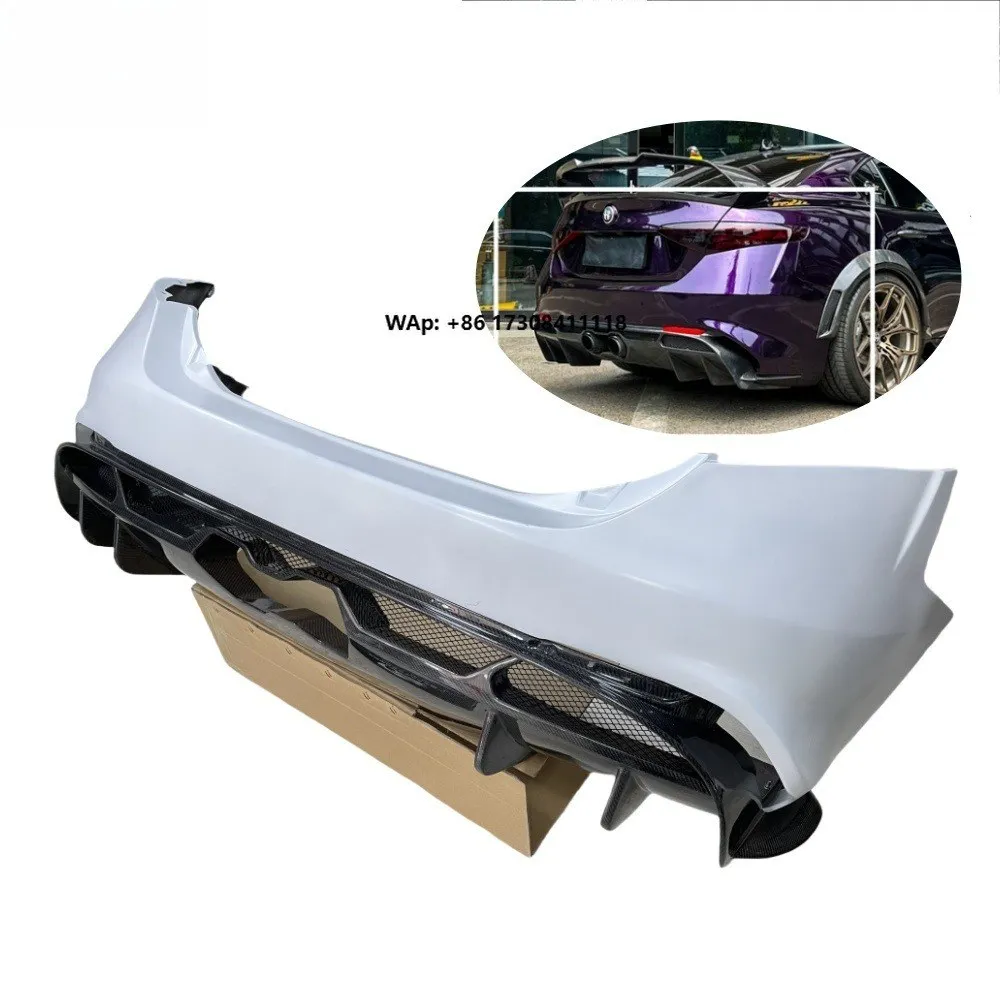 

For Giulia Bumper Upgrade GTAM Carbon Fiber Rear Bumper Spoiler Middle Out of Body Kit