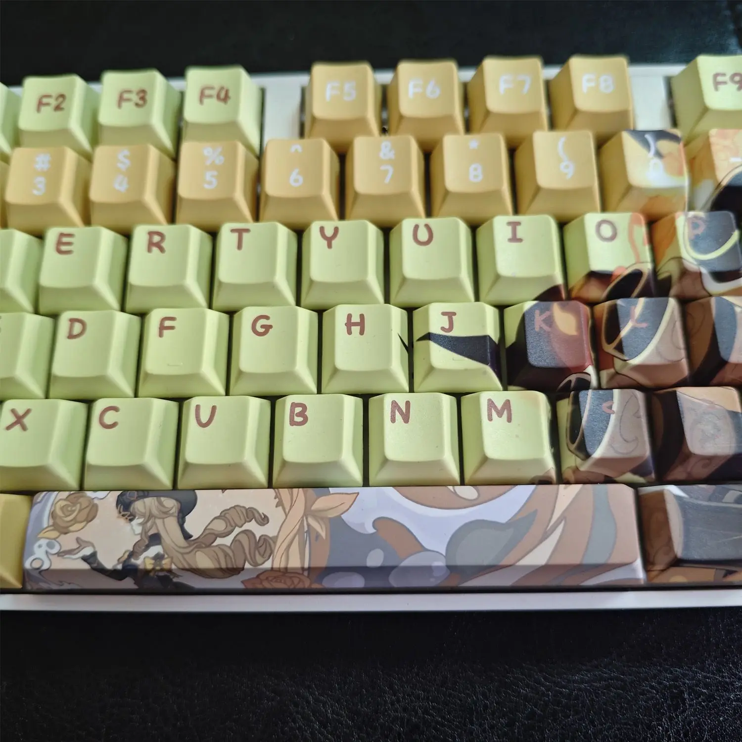 128 Keys Genshin Navia Keycaps Anime PBT Keycap Dye-Sub Backlit Keycaps Cartoon Key Caps for ANSI 61 68 87 104 108 Keyboard