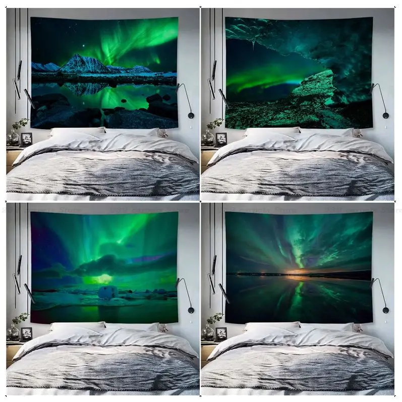 Aurora Boreal Anime Tapestry Bohemian Wall Tapestries Mandala Art Home Decor