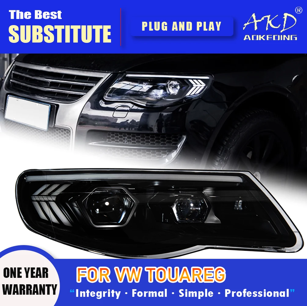 

AKD Head Lamp for VW Touareg LED Headlight 2007-2010 Headlights Touareg DRL Turn Signal High Beam Angel Eye Projector Lens