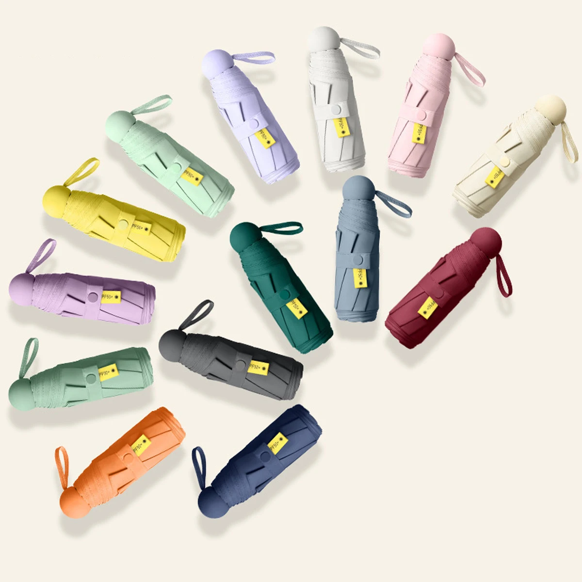 

UPF50+ Mini Capsule Folding Umbrella Vinyl Portable Sun Rain Umbrella UV Sunshade Small Pocket Parasol for Dual Use Protection