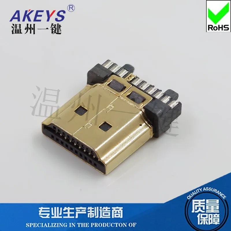 10pcs HDMI Type a Male Connector Seat Bonding Wire Bump Gold-Plated HD Data Connector Hdmia Male 19P Interface