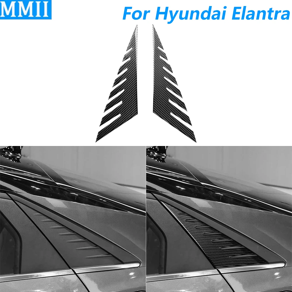 Pour Hyundai Elantra CN7 2021-2026, garniture de panneau triangulaire de pilier D de porte arrière extérieure en fibre de carbone, accessoires de voiture, autocollant