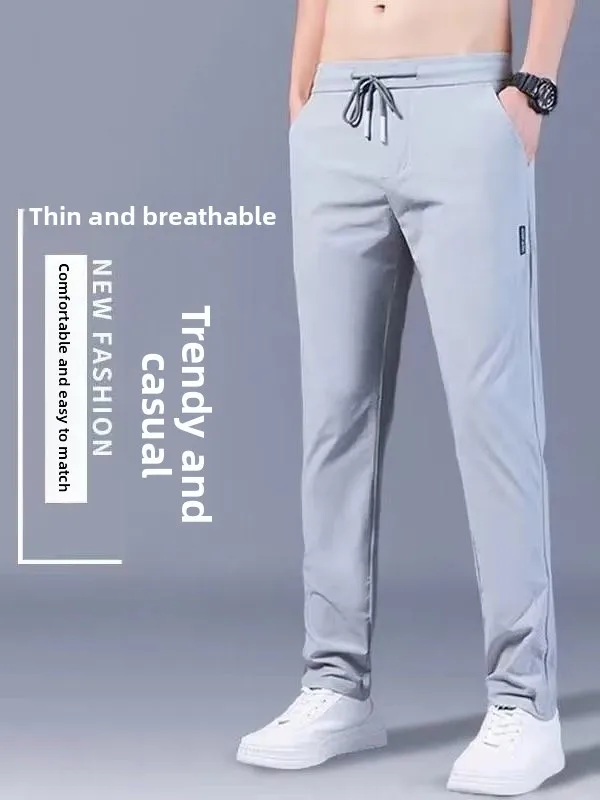 

Mens Workwear Trousers Thin Elastic Casual Pants for Construction Site Durable Dirt Resistant Summer Season Straight Leg Jeans
