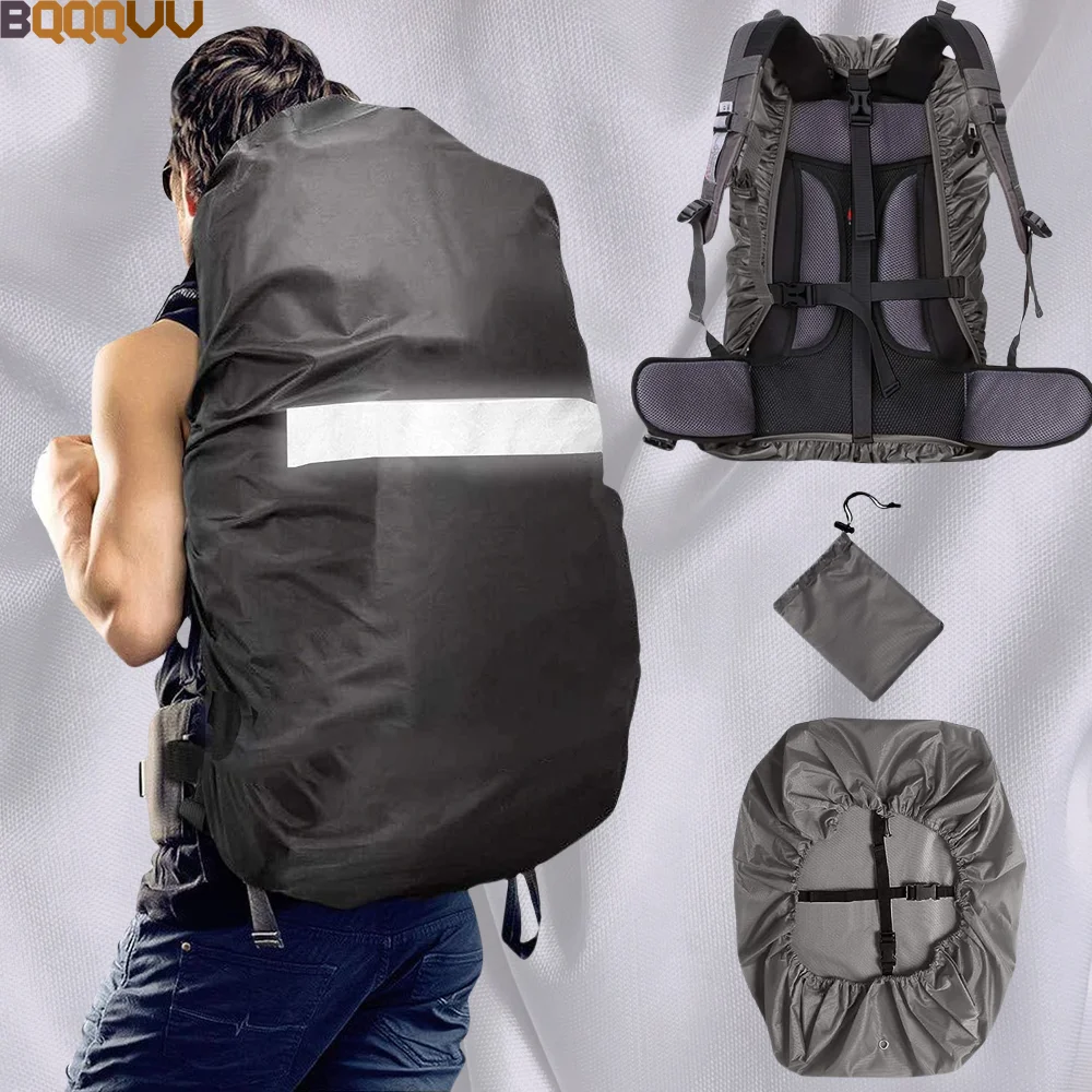 High-Visibility Backpack Rain Cover with Reflective Strip, 100% Waterproof, Ultralight, Camping, Outdoor Travel, 1Pc