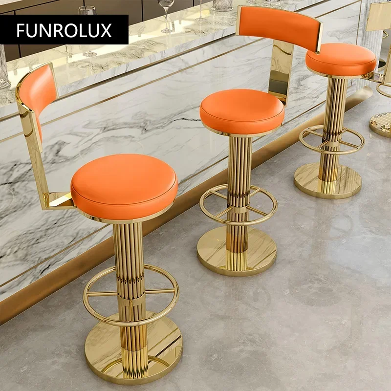 

Modern Stainless Steel Kitchen Counter Chair Dining Chairs Set Golden Bar Chair Height Adjustable Swivel Counter Bar Stool