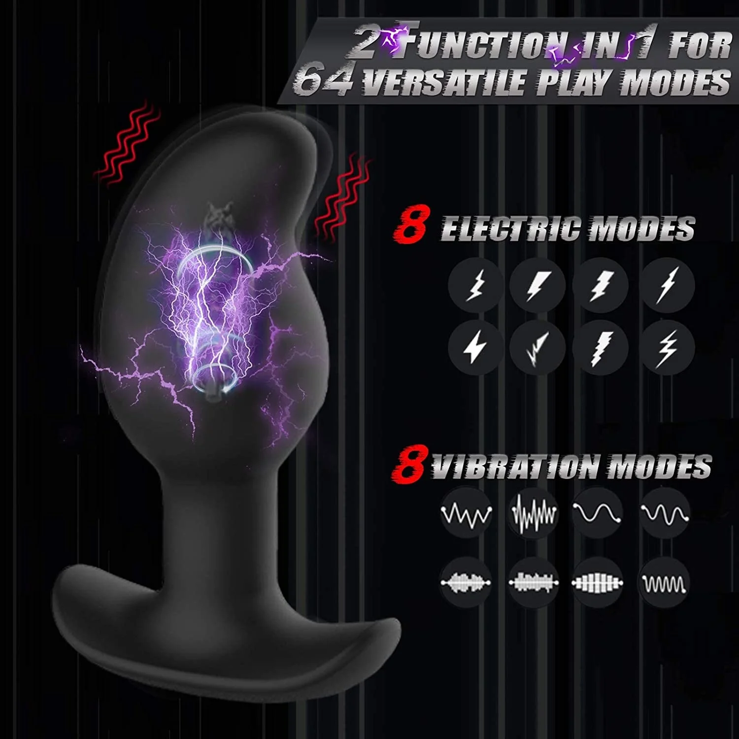 Electric vibration vibrator prostate stimulator, Leyuto 8 vibration modes electric stimulation docking plug vibration plug