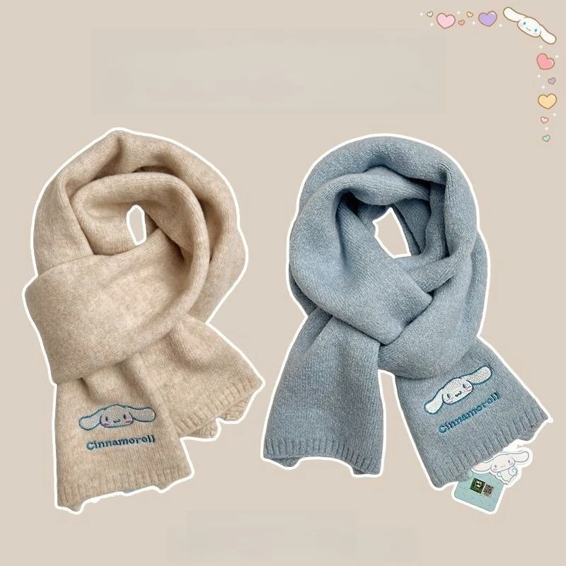 Sanrio Cinnamoroll scarf creative high-appearance-value anime cartoon print couple simple cute versatile soft warm knitted scarf