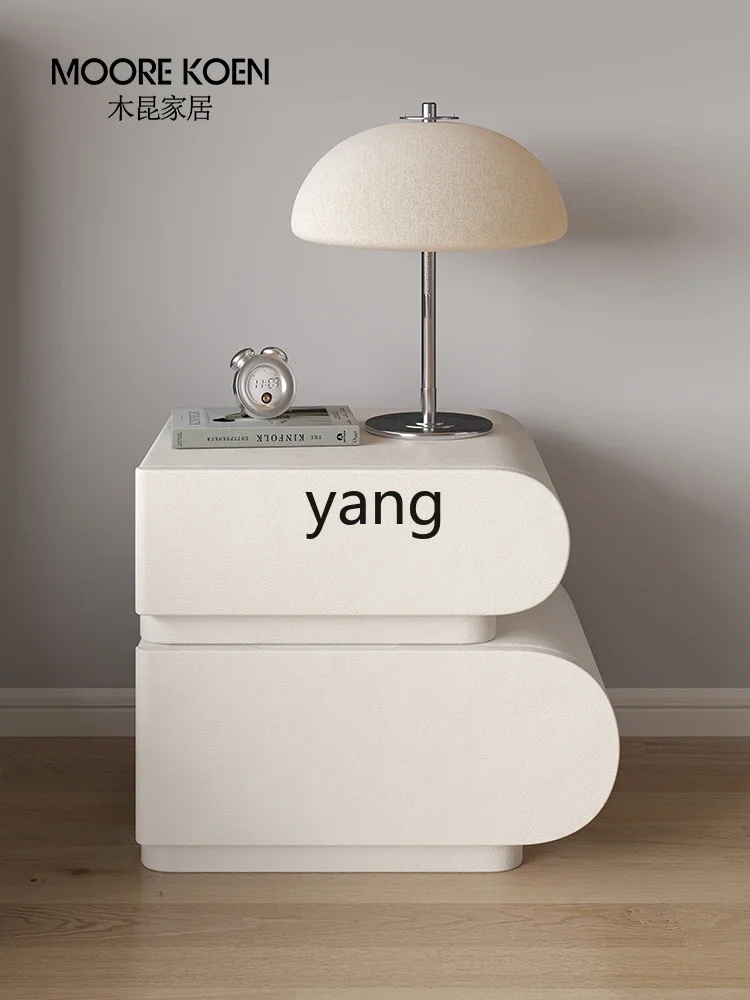 CX Modern Minimalist Bedroom Furniture Ins Light Luxury and Simplicity Napa PU Leather Bedside Low Cabinet