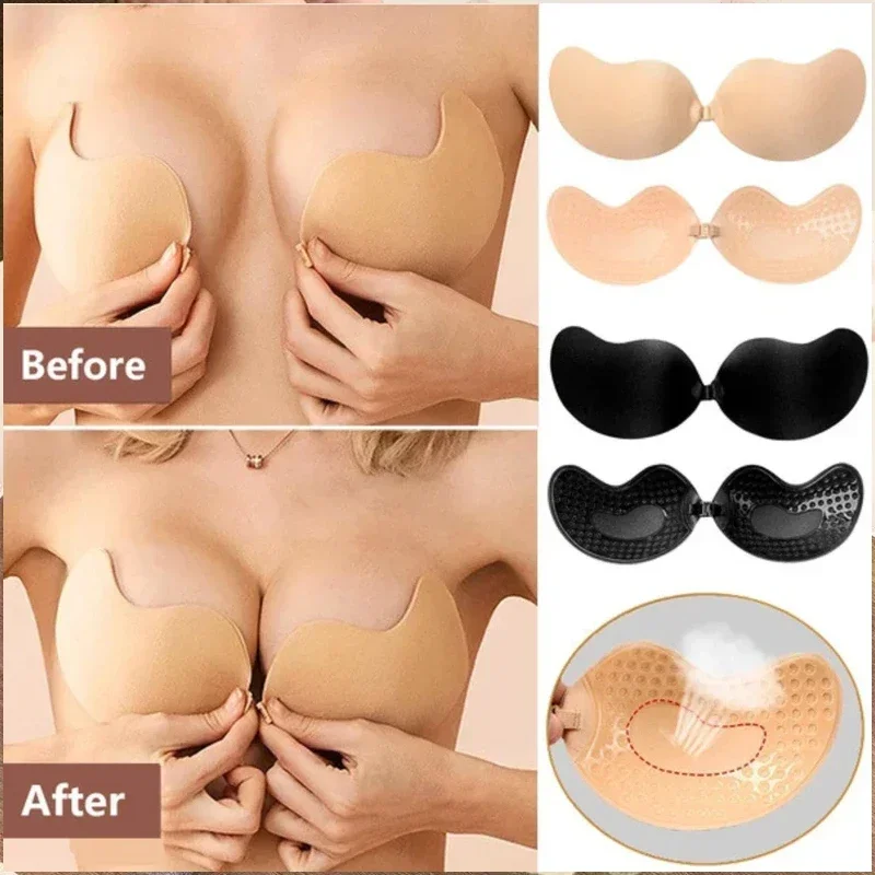 Women's Reusable Mango Silicone Bust Nipple Cover Pasties Stickers Breast Adhesive Invisible Bra Lift Tape Push Up Strapless Bra