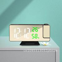 LED Digital Screen Alarm Clock with Snooze Brightness Adjustment Mirror Mute Red Line Projection Modern Minimalist Design