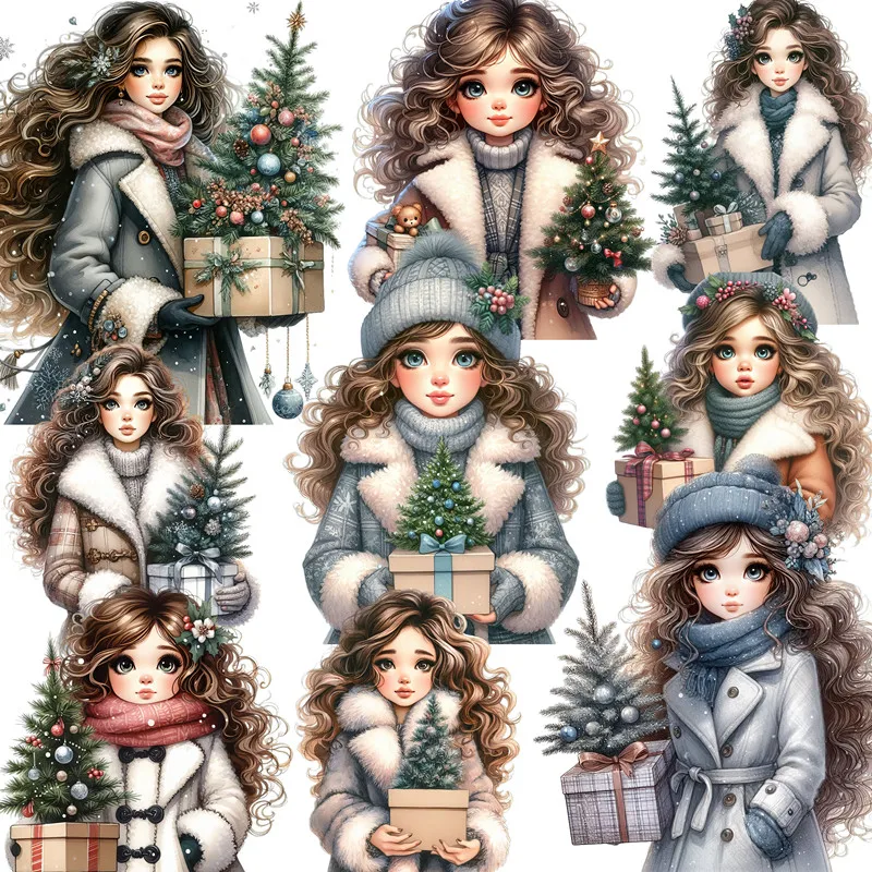 

20Pcs/Pack Christmas Tree Girl Sticker DIY Craft Scrapbooking Album Junk Journal Decorative Stickers