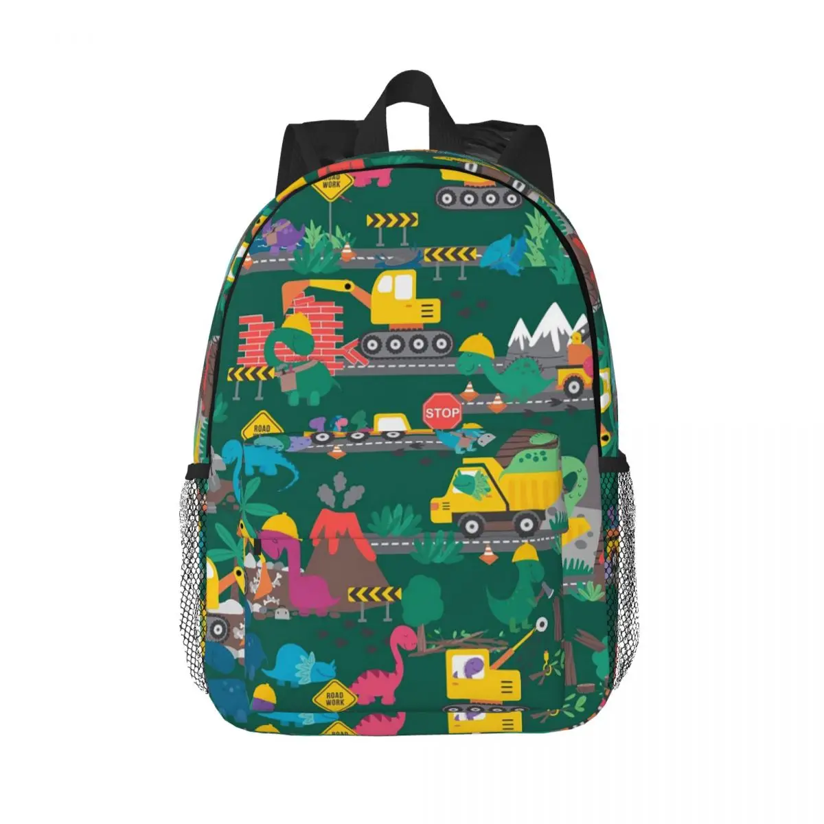 

Dino Construction Dinosaurs At Work Pattern Backpack Hot Sale Daypack Large Capacity Boys Girls BookBag Shoulder Bags