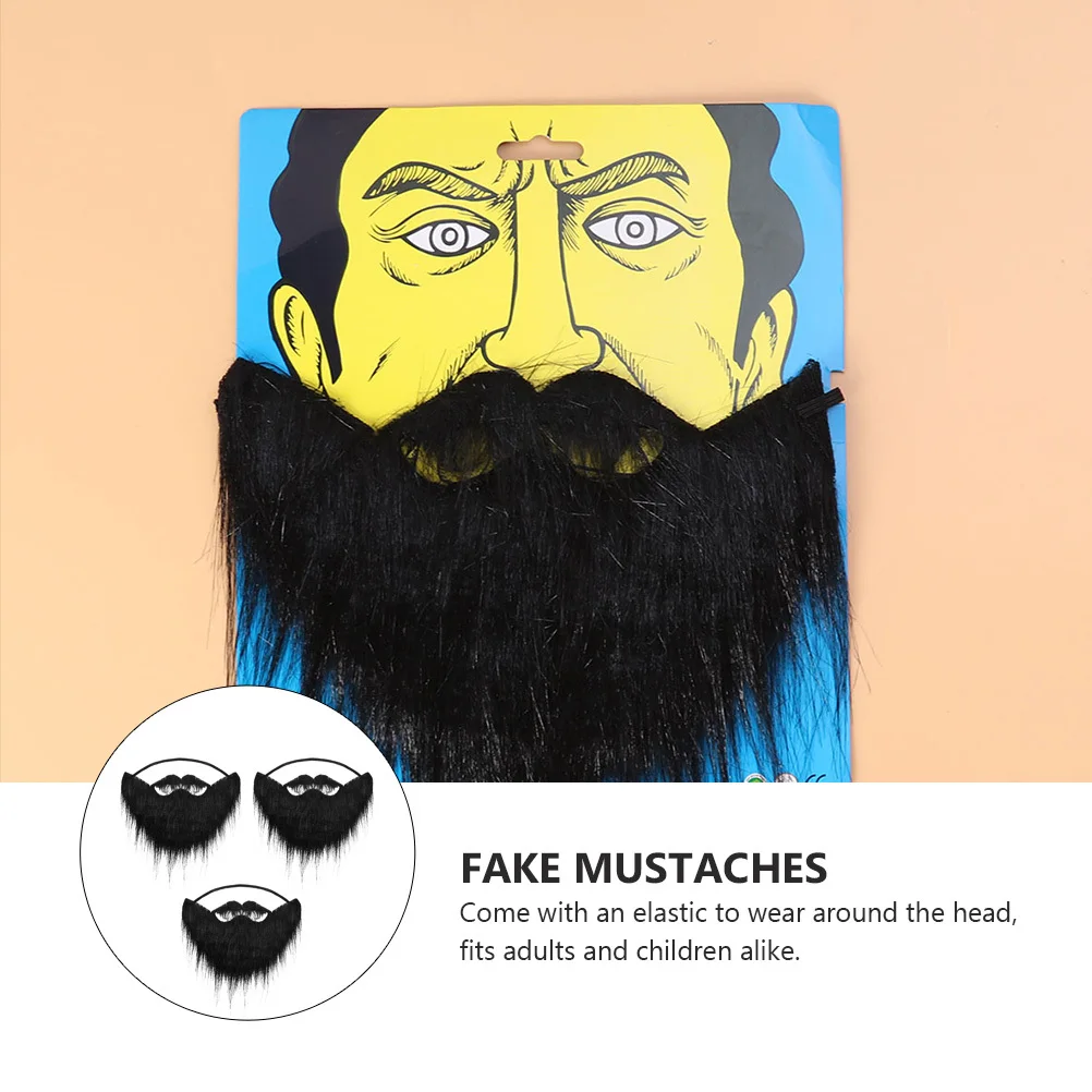 3개입 가짜 수염 검정 시뮬레이션 수염 할로윈 코스튬 파티 소품 드레스업 코스프레 액세서리 가면 장식