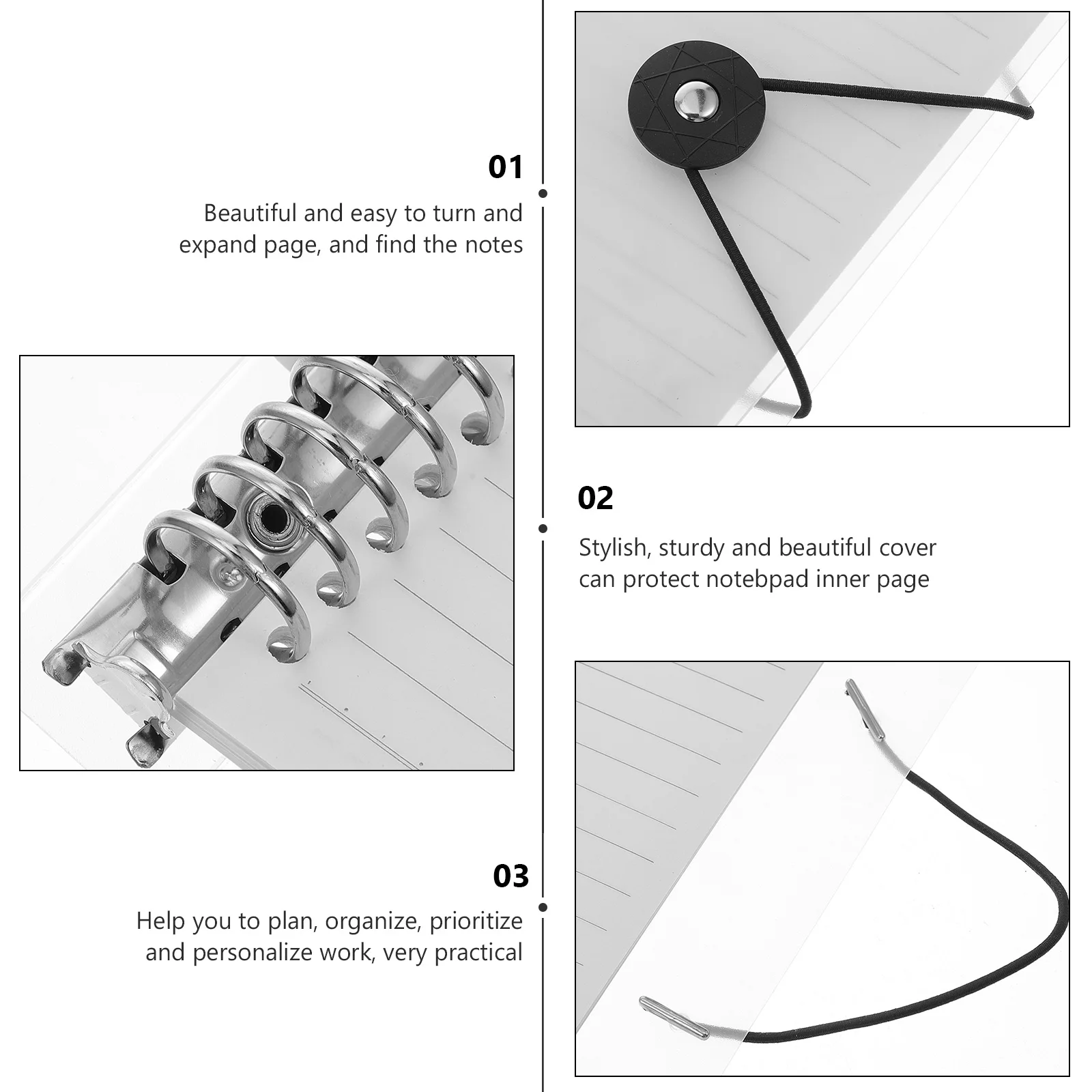 Refillable Notepad 360 Degree Binder White Paper Planner Writing Notebook for Students Office Travel Sketch Gifts