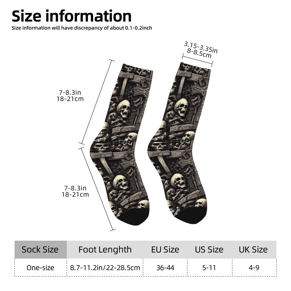 Dark Skull Cross Gothic Art Socks Gothic Stockings Autumn Anti Slip Men's Socks Medium Soft Design Outdoor Socks