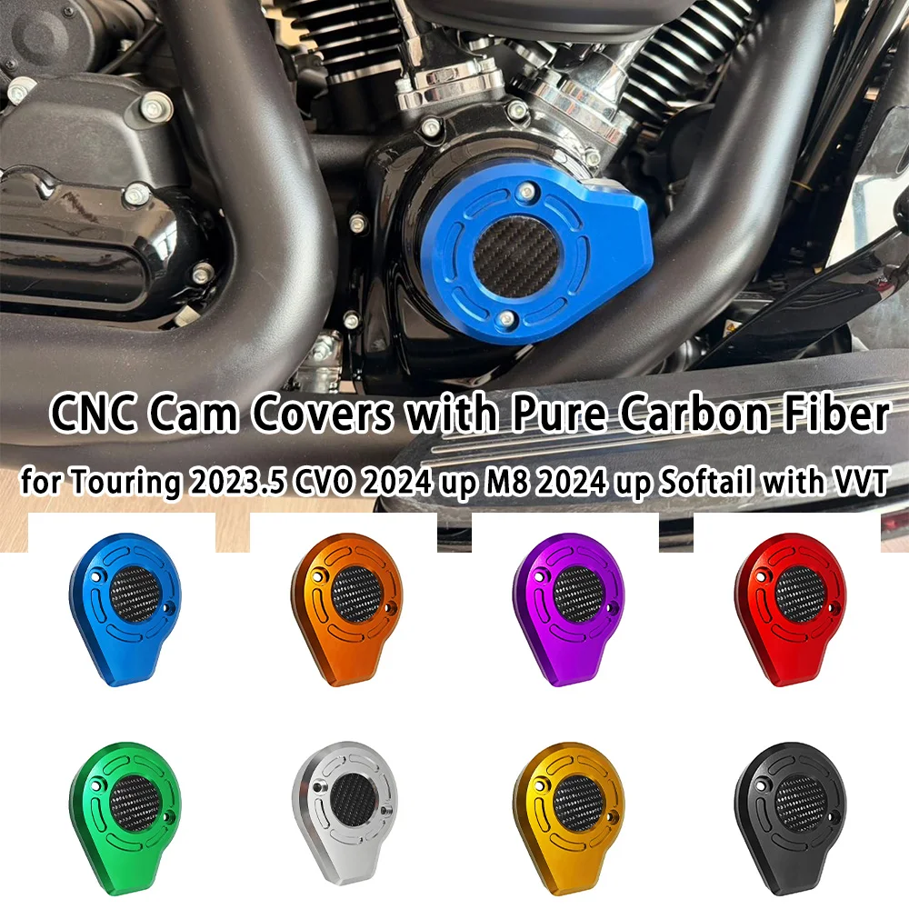 

Motorcycle Parts CNC Cam Covers with Pure Carbon Fiber for Harley Touring 2023.5 CVO 2024 up M8 2024 up Softail with VVT
