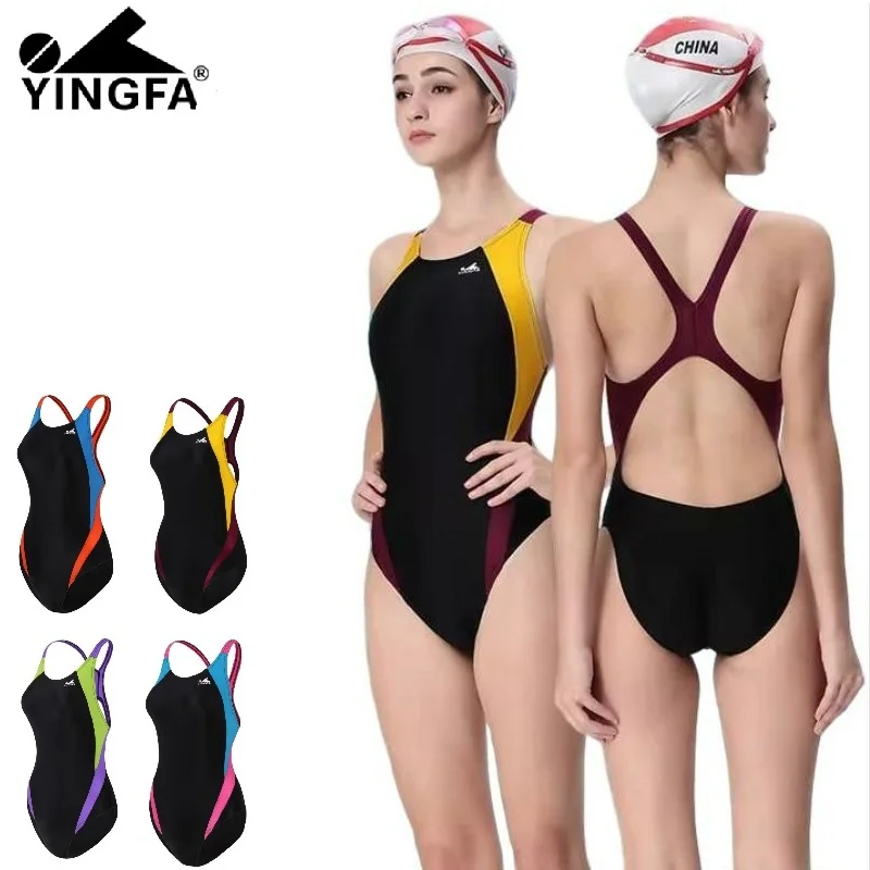 

YINGFA 976, женский цельный купальник, профессиональный тренировочный спортивный женский тренировочный купальник для девочек, быстросохнущий купальный костюм