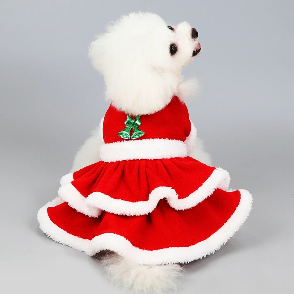 Dog Christmas Dress Winter Soft Warm Dog Clothes Cute Dog Princess Dresses Pet Dress Skirt for Holiday Party Christmas Costume