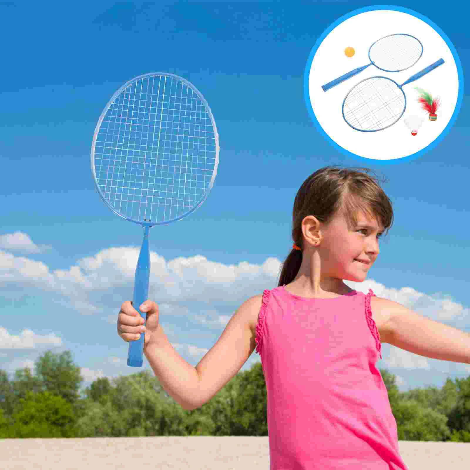 Badminton Tennis Rackets Balls Set Children Kids Outdoor Sports Parent-Child Sports Educational Sports Game Toys for Children