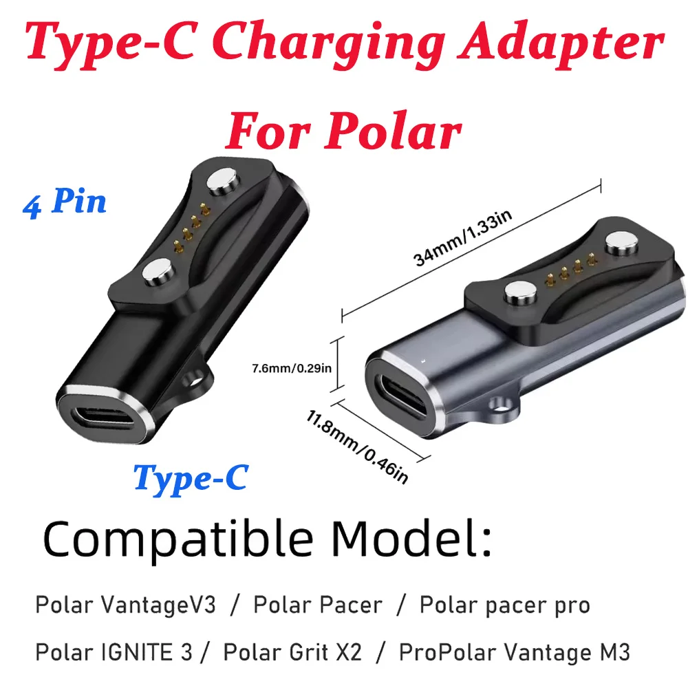 Smartwatch Charging Dock for Polar Vantage V3/M3/Pacer/Pacer Pro/IGNITE 3/Grit X2 Watch Charger Type C Adapter Accessories