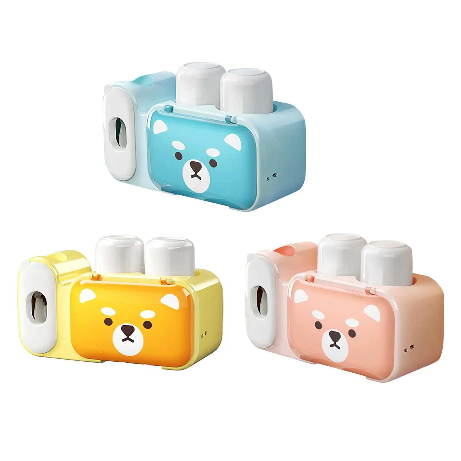 

Kids Toothbrush Holders Detachable Space Saving USB Rechargeable Cute 2 Cups Toothbrush Rack for Bathroom Shower Wash Room Home