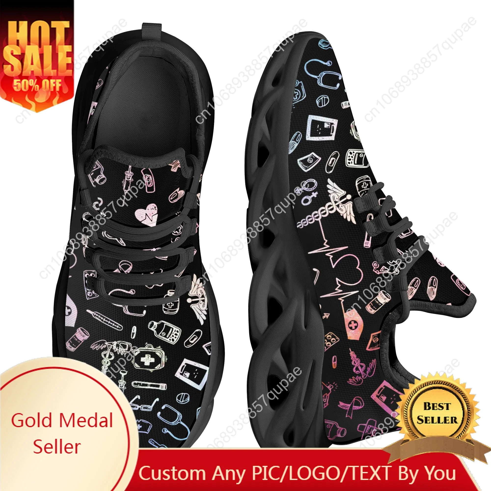 Rainbow Gradient Medical Nurse Flats Sneakers Shoes Mens Womens Sports Shoes Fashion High Quality DIY Sneaker Custom Made Shoe