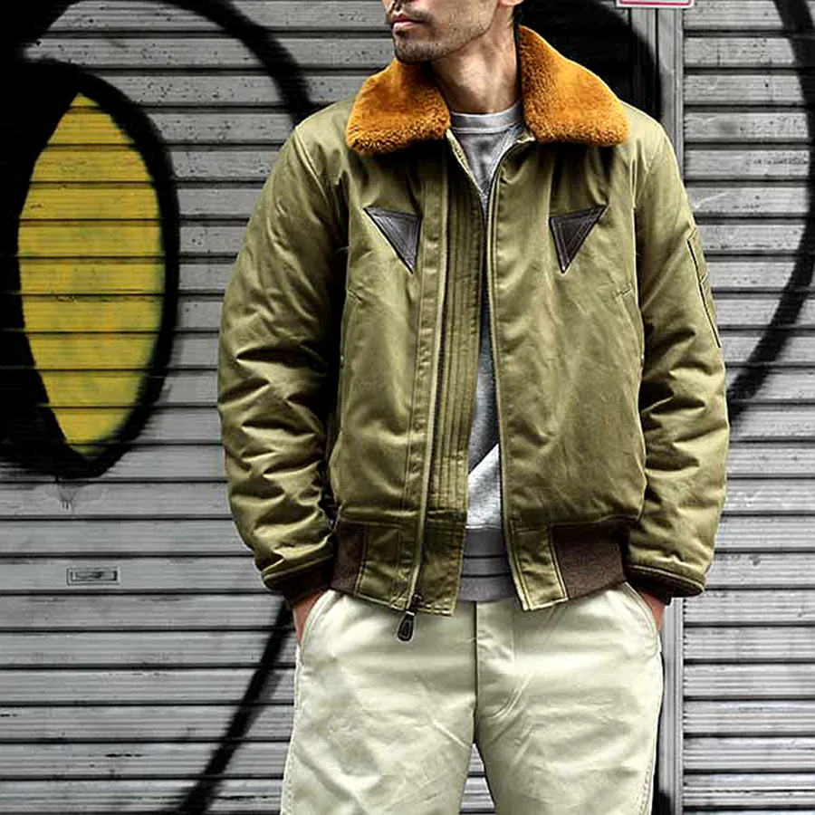 

TOYS McCOY1945 B15A real wool collar thickened flight jacket at the end of the war