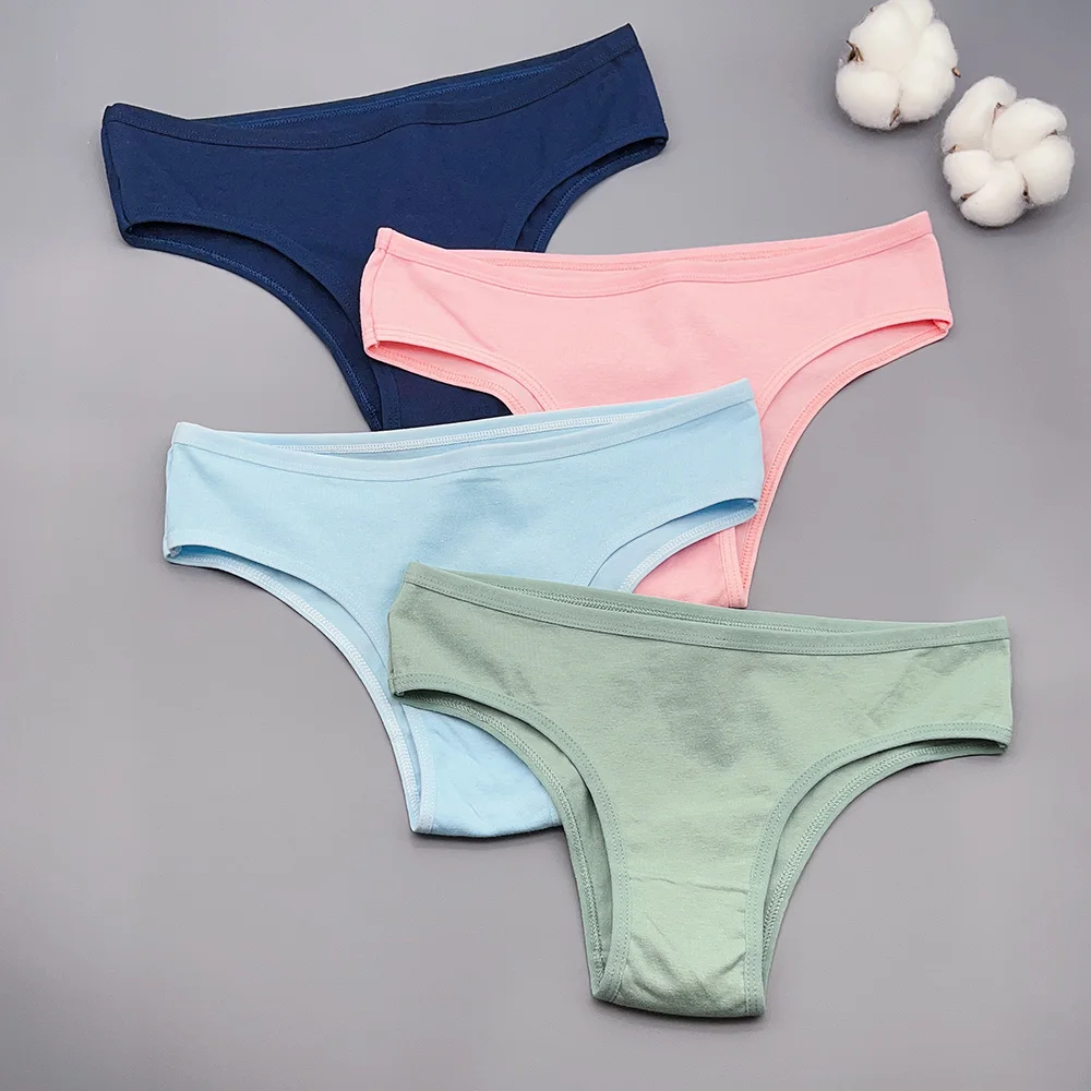 Moonflame 3 pcs/lot Dropshipping Solid Color Cotton Low Rise Women Underwear Ladies Briefs Panties