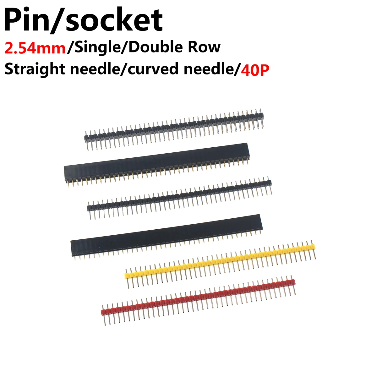 

40Pin 2.54mm Connector Header Needle Gold Plated 1x40 Golden Pin Single Row Male Female 2.54mm Breakable Pin Connector Strip