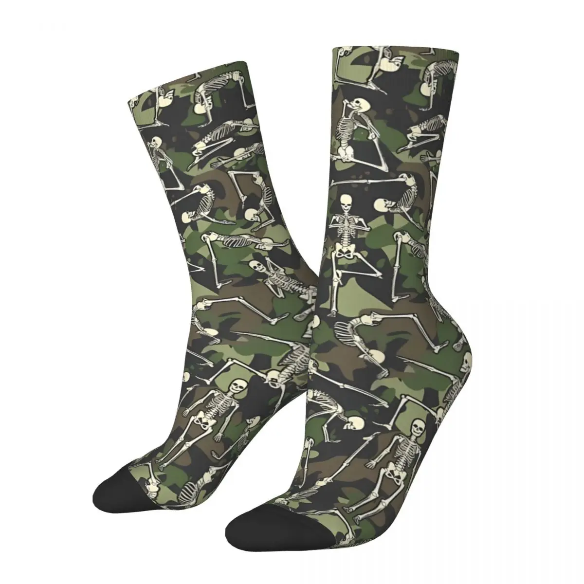 

Retro Yoga Skeleton Military Camo Men's Socks Camouflage Unisex Street Style Seamless Printed Crazy Crew Sock Gift