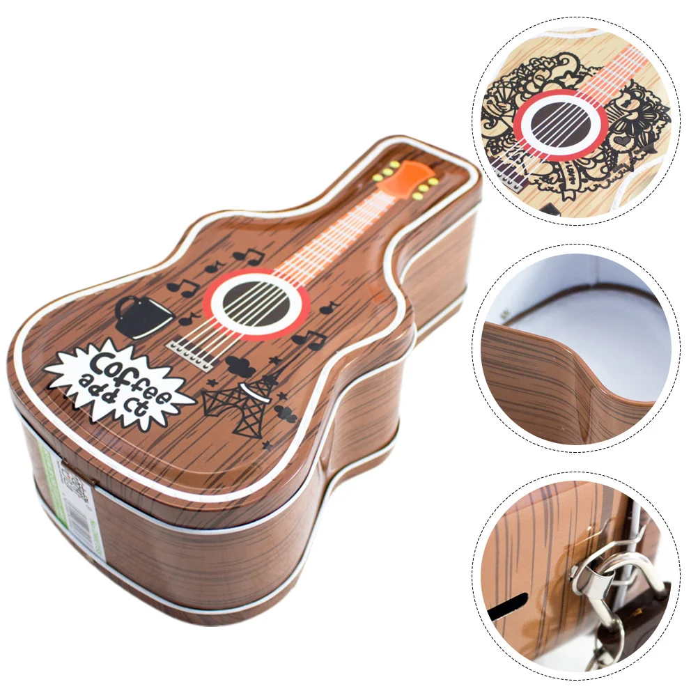 

1pc Guitar Shape For Jar Saving Jar Coin Container Desktop Coin Container Decoration Craft Gift Red Saving Pot Black