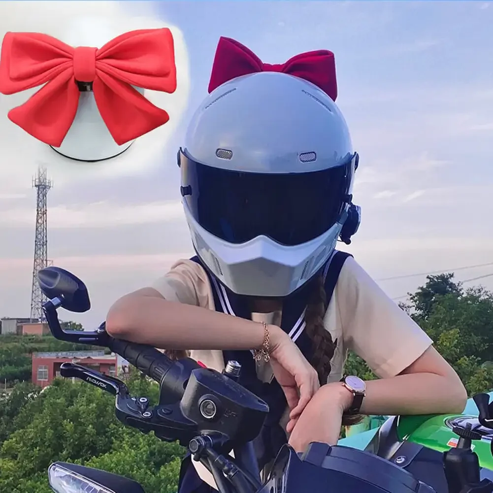 

Cute Motorcycle Helmet Bow Decoration Quick-dismantling Cotton Bowknot Electric Bike Helmet Body Decoration For Girl Women