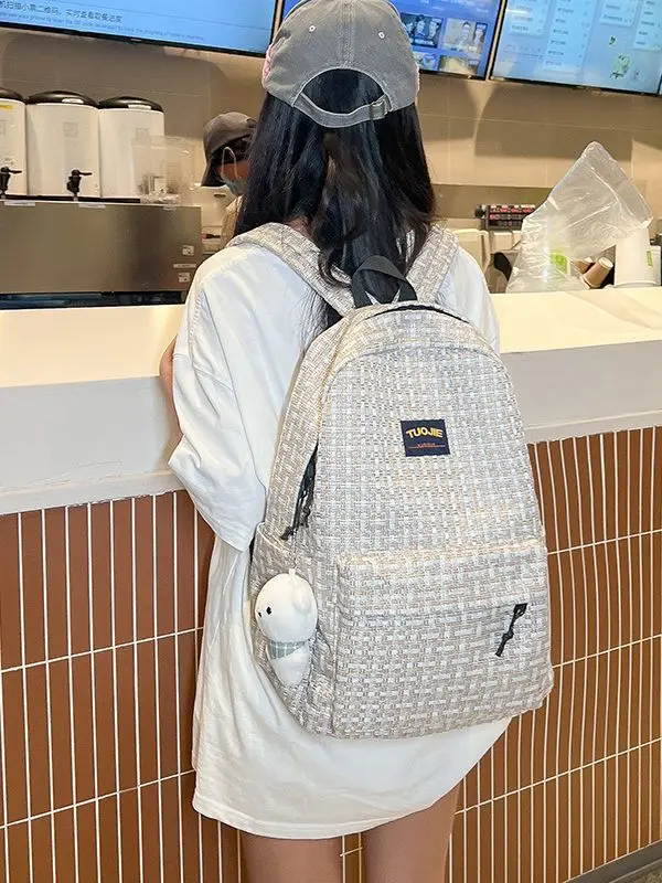 Japanisch ins College-Stil Student Rucksack weibliche koreanische Version große Kapazität minimalist ische Harajuku Schachbrett Schult asche