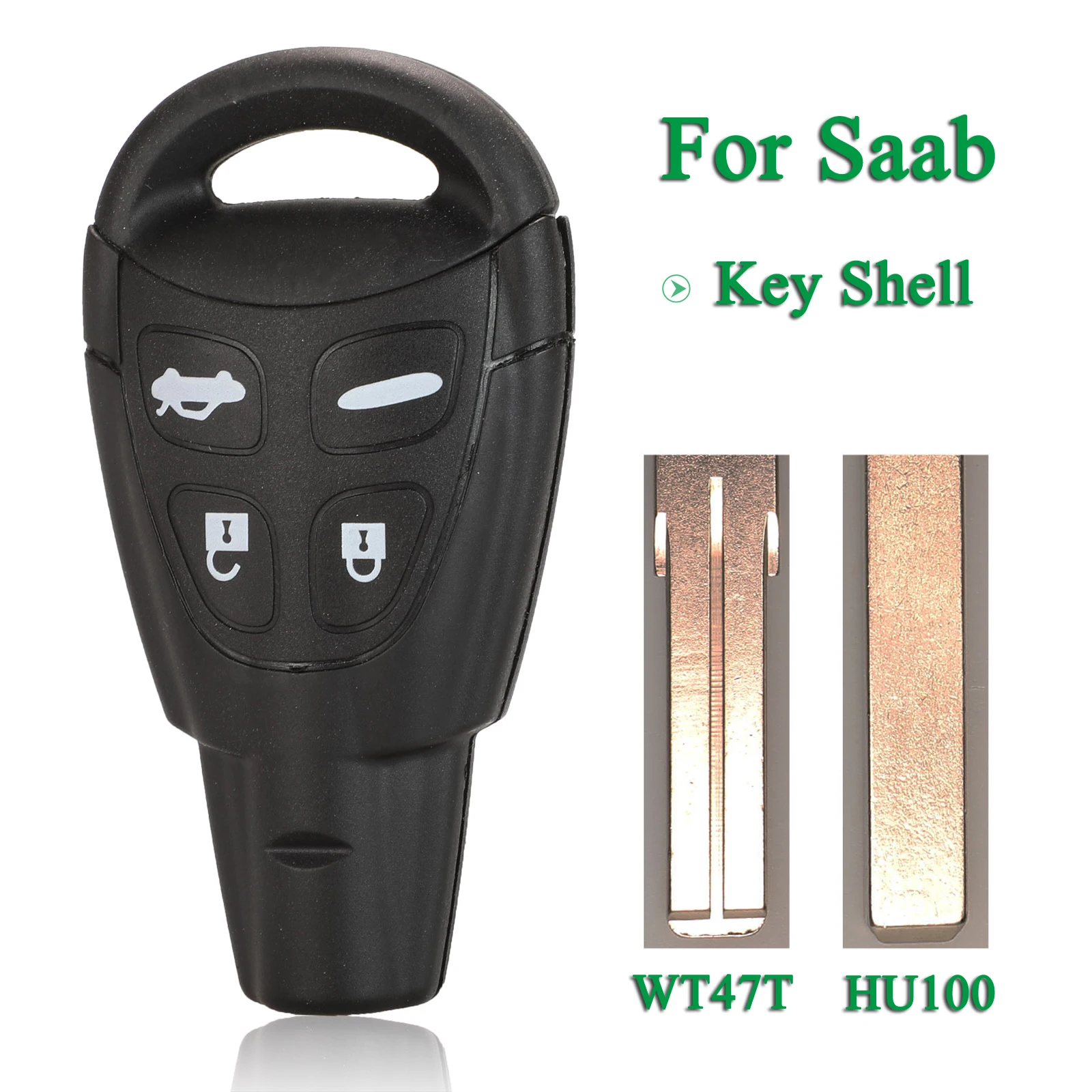 jingyuqin 4 przyciski do Saab 9-3 93 2003-2007 Fob Remote Smart Car Key Shell Case Uncut WT47T / HU100 Blade Replacement